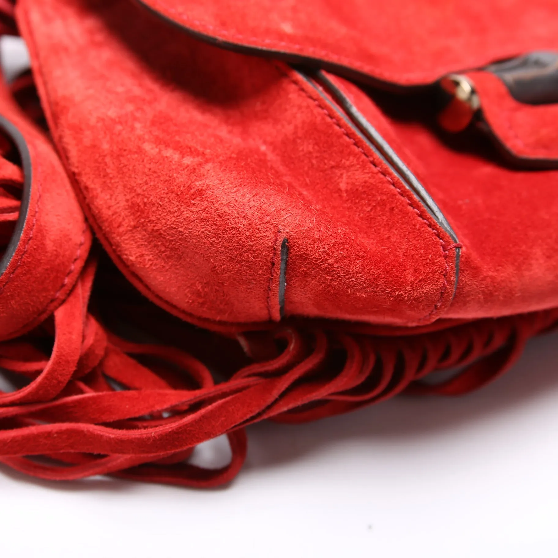 347100 Suede Nouveau Fringe Small Shoulder Bag