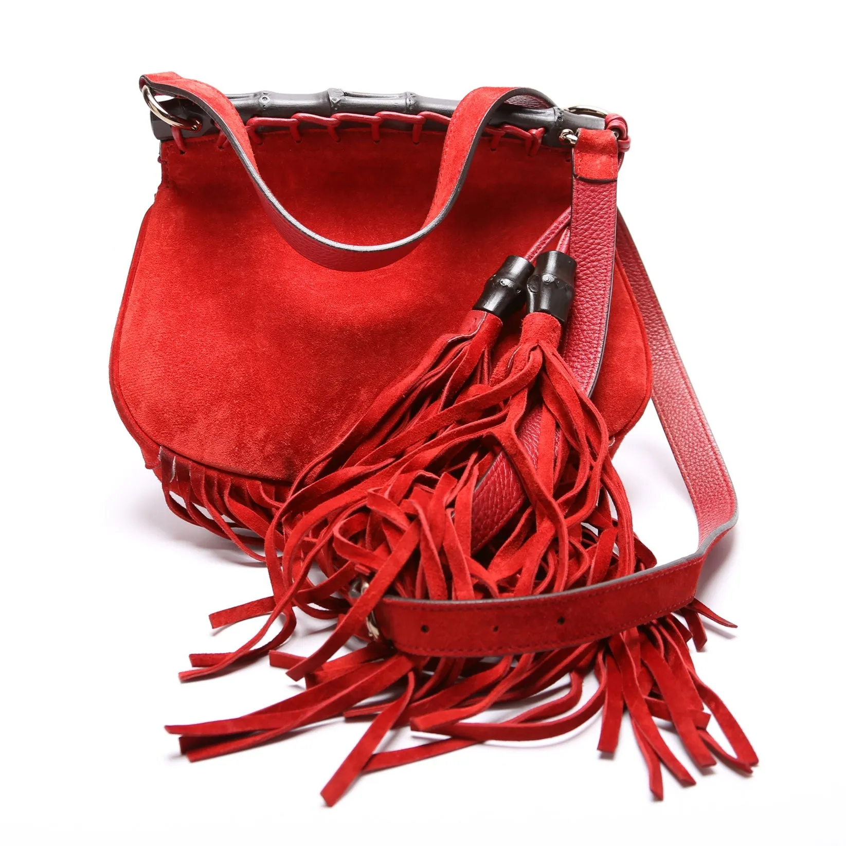 347100 Suede Nouveau Fringe Small Shoulder Bag