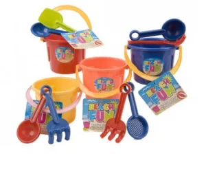 Beach Bucket With Spade Rake Or Sieve Set 12cm