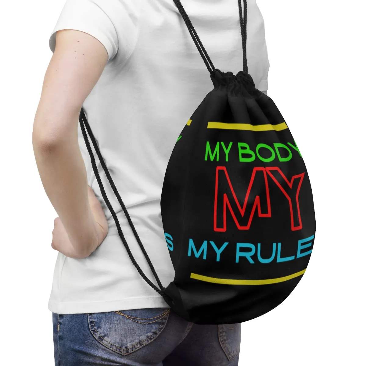 Copy of Drawstring Bag ( Look But Don't Touch  White )
