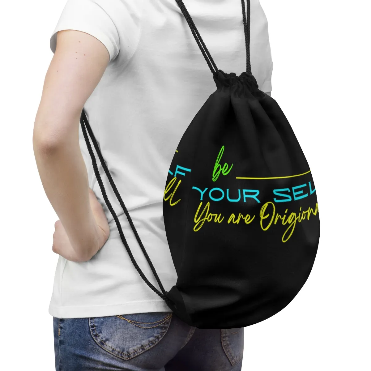 Drawstring Bag ( Be Yourself  Black )