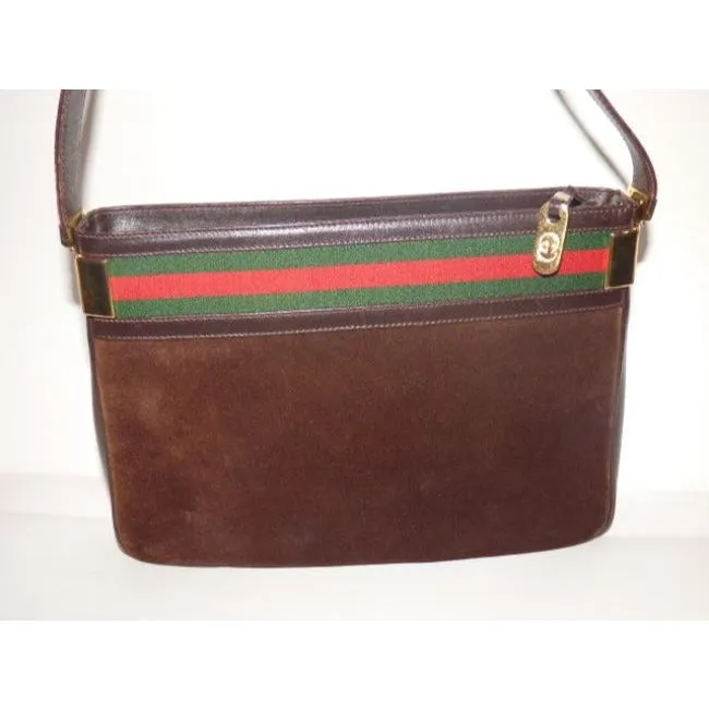 Gucci Top Handle Vintage Brown Suede Hobo Bag