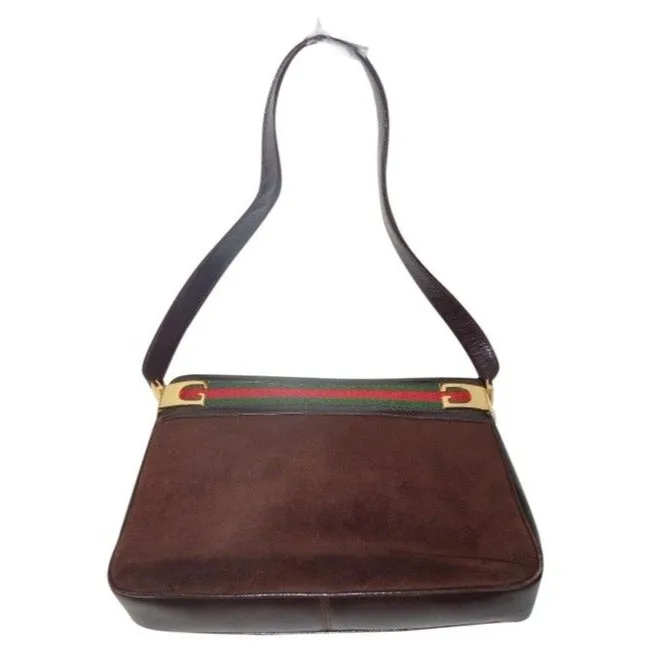 Gucci Top Handle Vintage Brown Suede Hobo Bag