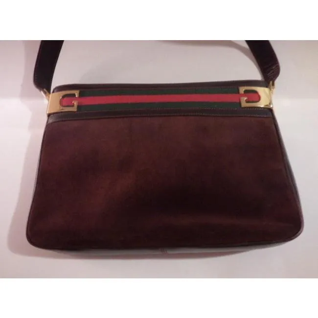 Gucci Top Handle Vintage Brown Suede Hobo Bag