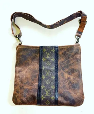 Medium Crossbody - Brown with Black Strip
