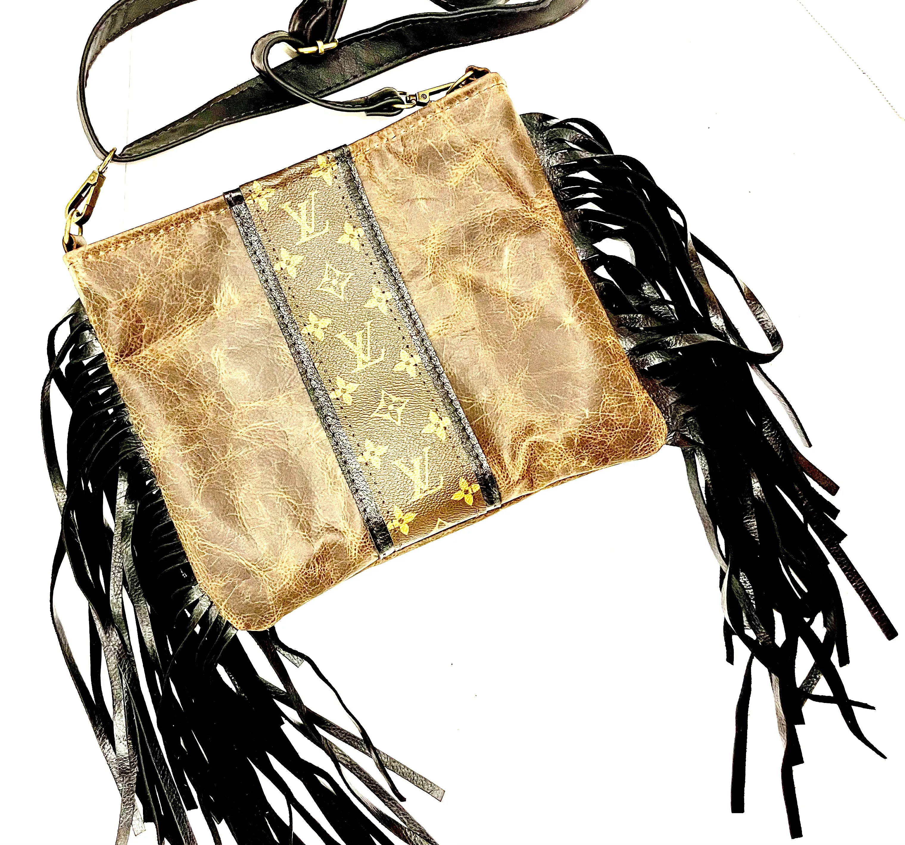 Medium Crossbody - Brown with Black Strip
