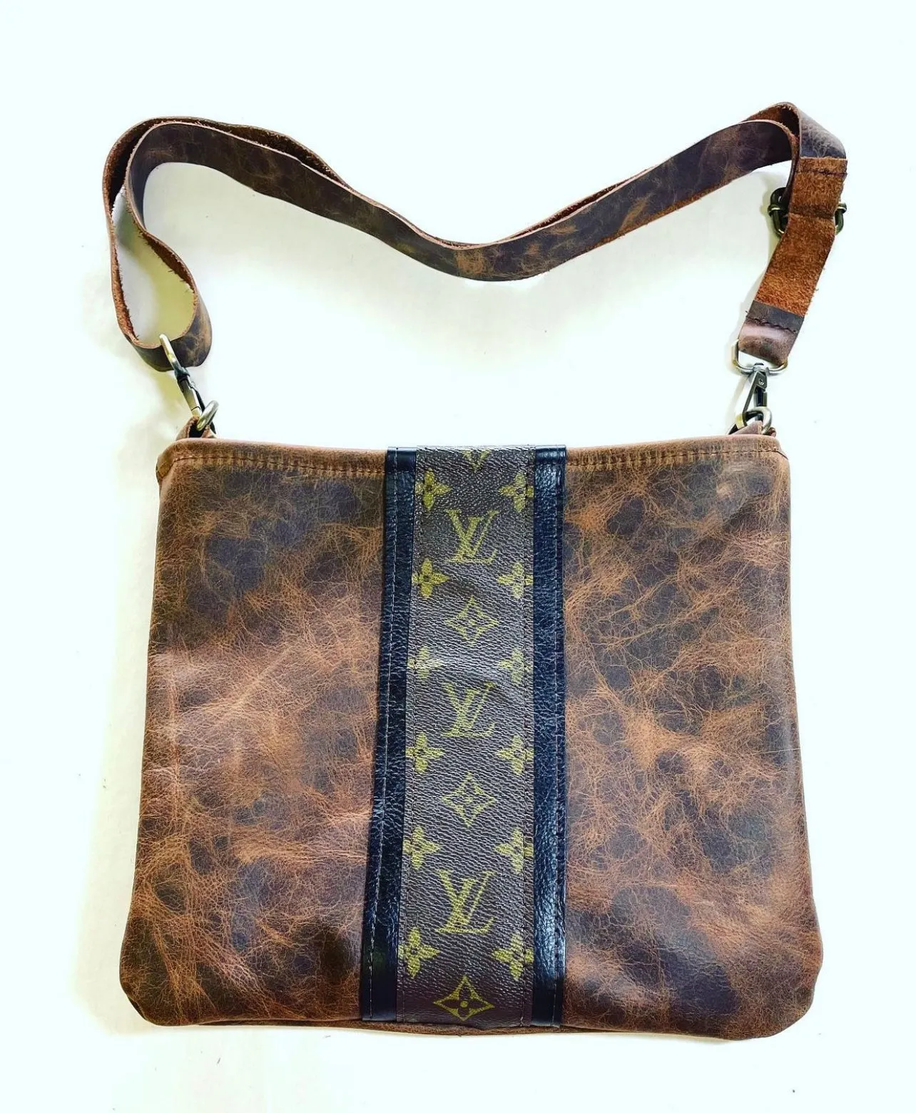 Medium Crossbody - Brown with Black Strip