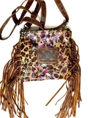 Medium Crossbody in Lisa frank, brown patch