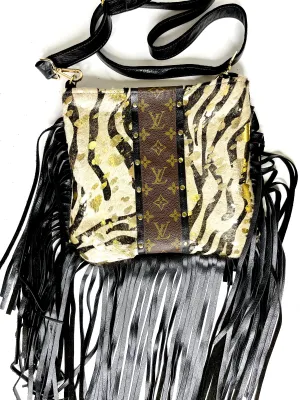 Medium Crossbody - Zebra I’m Acid Hold Black strip hardware Gold